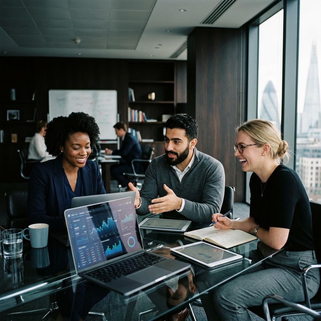 Pierre Valorette engineering and compliance team collaborating in London office